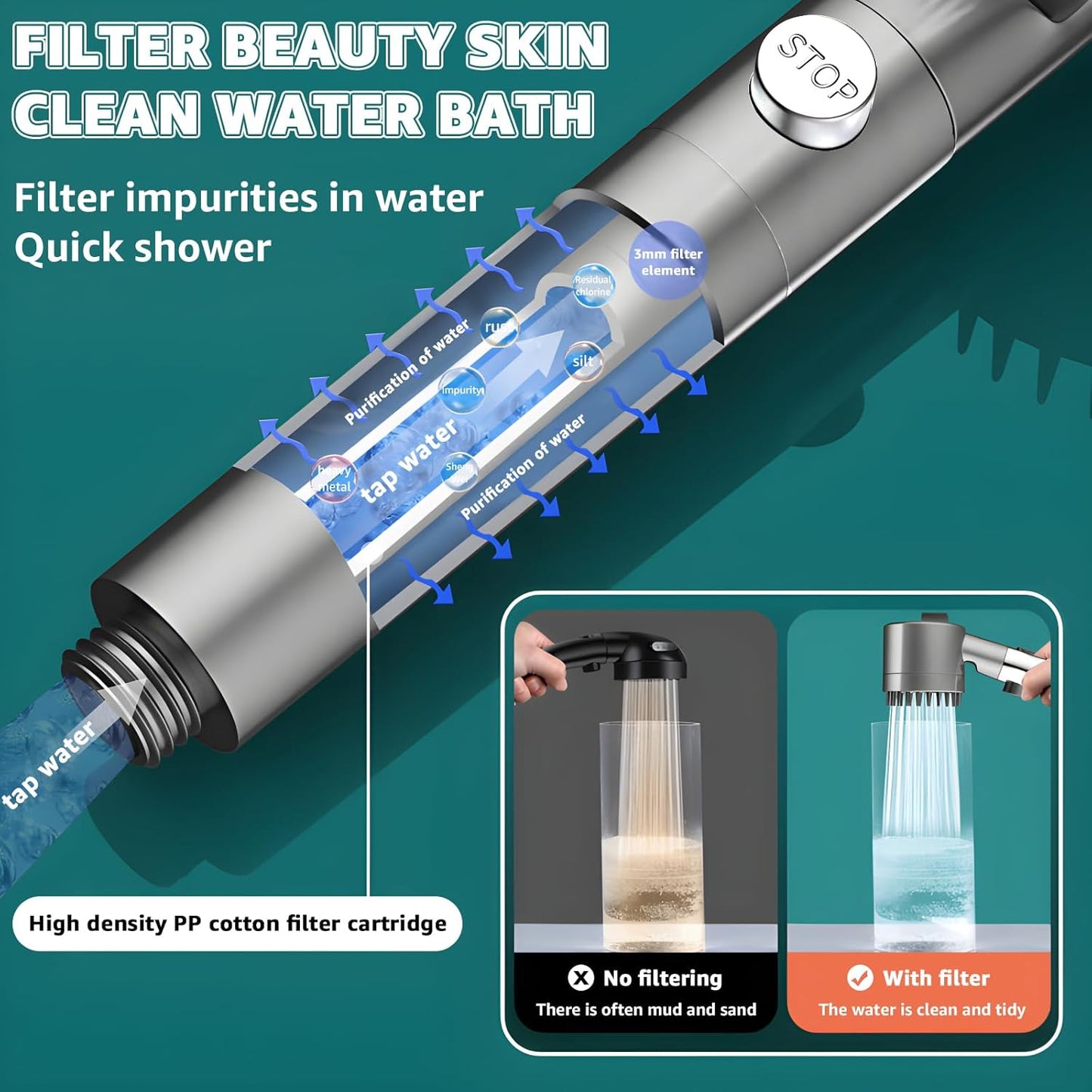 AeroSteam™ shower head filter